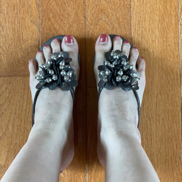 Kenneth Cole Reaction Dark Gray Silver Sandals 6.5 - Picture 4 of 9